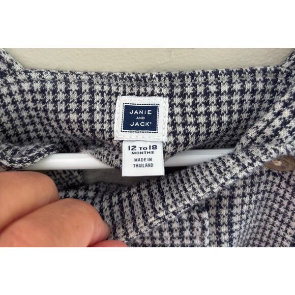 Janie and Jack Houndstooth Cotton Blend Overalls Size 12-18 months - Picture 3 of 6